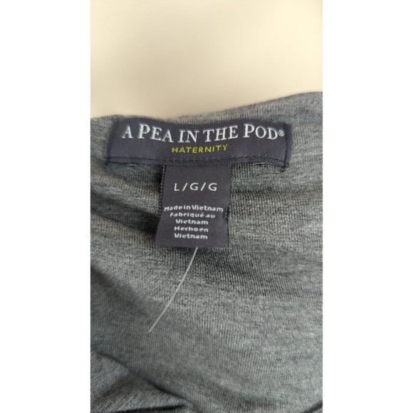 A Pea In The Pod Maternity Swing Dress Gray Cut Out Back Stretch Slimming l/s L - Picture 3 of 4